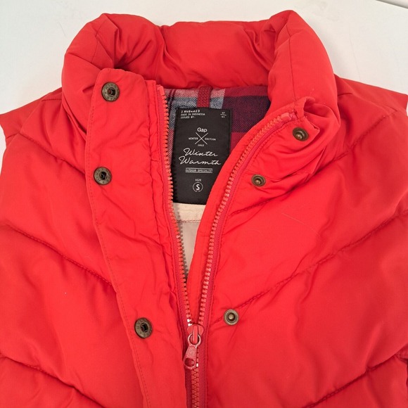Gap Puffer Vest Winter Edition Womens S Red Full Zip &Snaps 2012 Valentine's Day - Picture 2 of 9
